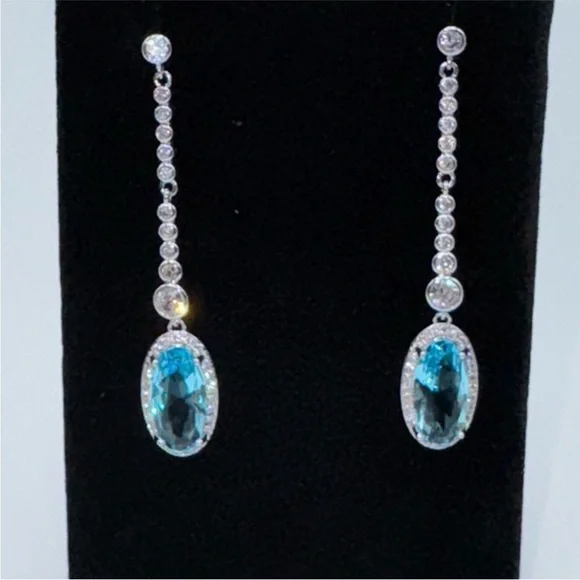 Blue Topaz Dangle Earrings - Picture 4 of 5